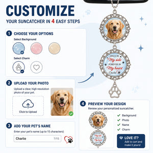 Pet Memorial Suncatcher – Once By My Side, Forever In My Heart (Photo + Name) - Personalized 1 Layered Suncatcher with Charm 1e2eee65-0016-40f8-a903-2b334aedafde.jpg
