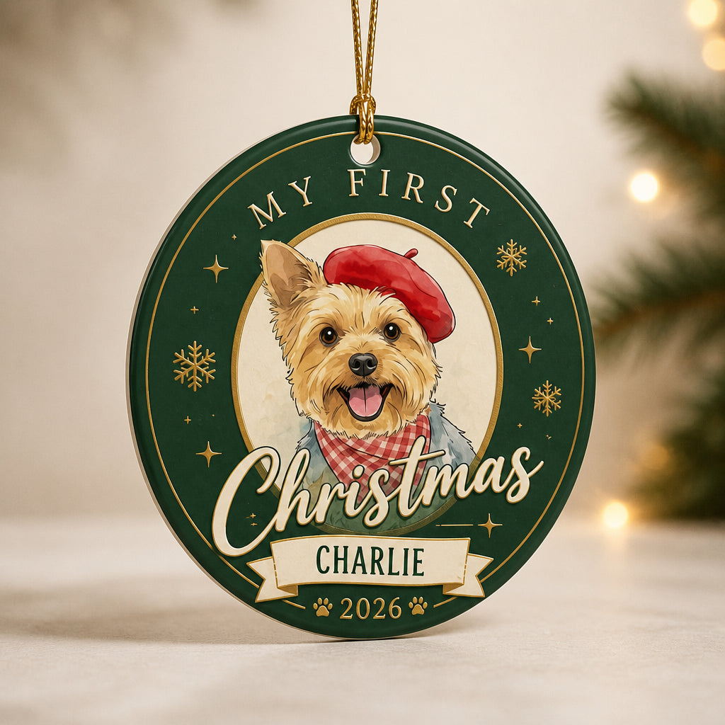 My First Christmas Pet Portrait Ornament – Photo to Art with Name & Year - Personalized Ornament 1e37548d-236a-4223-845b-003784c7f3b7.jpg