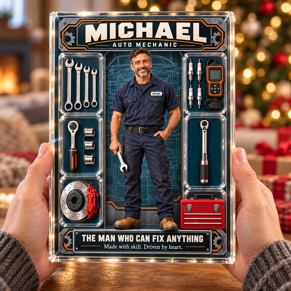 Title: Personalized Auto Mechanic Acrylic Block – Custom Photo & Name Mechanic Figure, Garage Decor & Mechanic Appreciation Gift 1e394296-e579-4634-b5ca-a3172b86f445-Michael-s-Personalized-Mechanic-Plaque-3.png