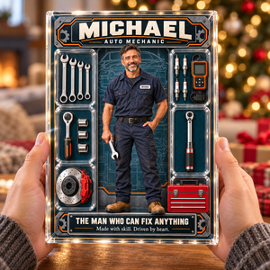 Title: Personalized Auto Mechanic Acrylic Block – Custom Photo & Name Mechanic Figure, Garage Decor & Mechanic Appreciation Gift 1e394296-e579-4634-b5ca-a3172b86f445-Michael-s-Personalized-Mechanic-Plaque-3.png
