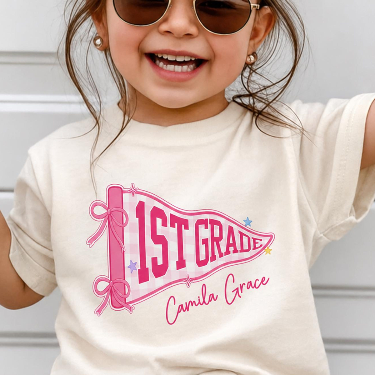 Custom Boys Girls Back to School Shirt, Coquette School Top, Cute Pre K Kindergarten Shirt, First Day Of School Pennant Tee, Kids Name Shirt 1e4186af-def5-4a94-8b3b-63cf623fe67d-1.png