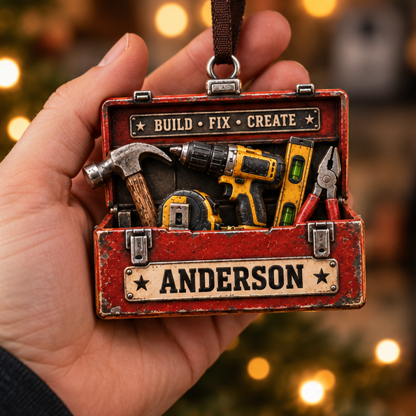 Personalized Carpenter Tools & Drill Red Toolbox Ornament - Custom Name Keepsake Gift 1e52e928-96c6-4f13-8f49-830aff06fafc-toolbox_ornament_mockup_3_handheld.png