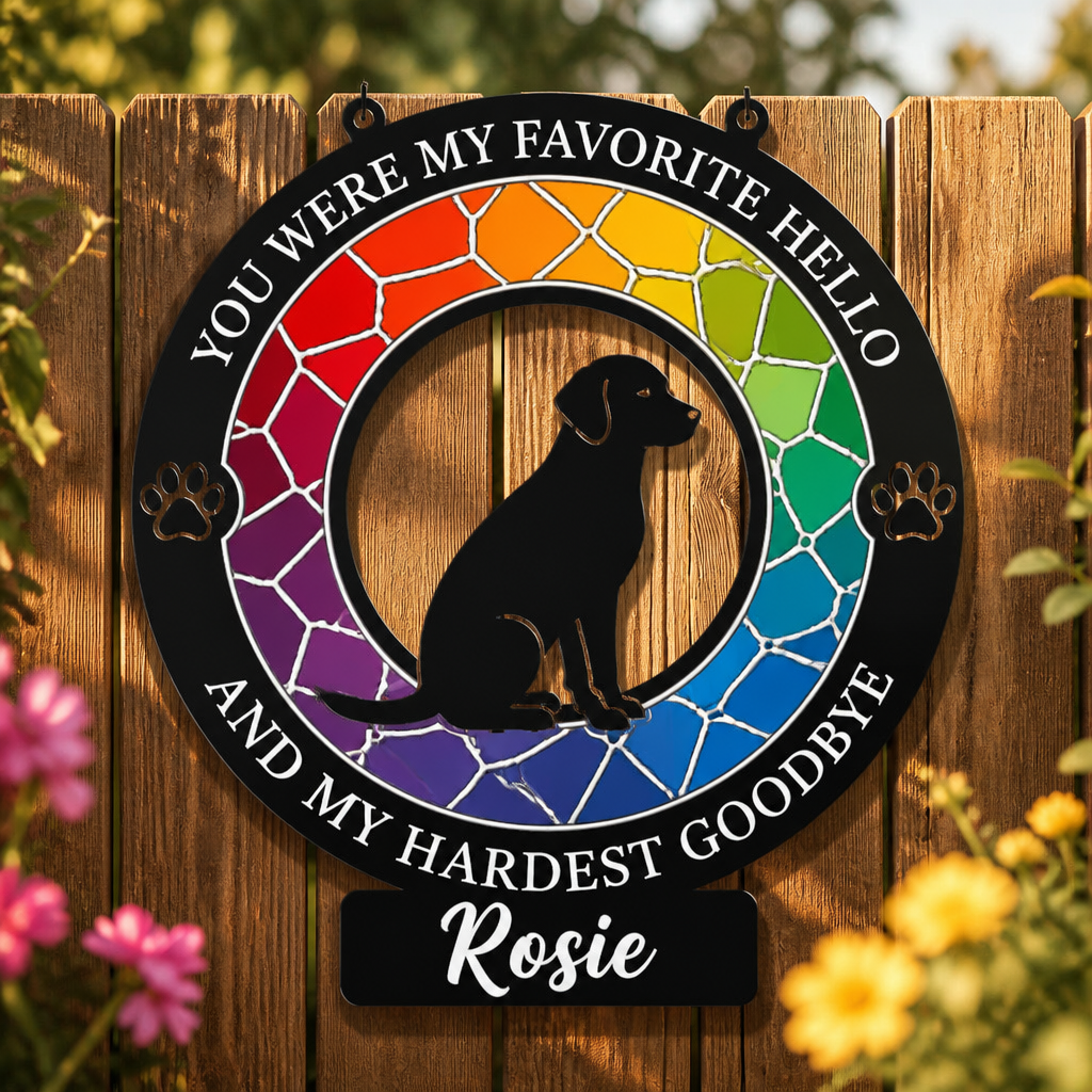 Rainbow Stained-Glass Dog Memorial Cut Metal Sign – Personalized Name - Personalized Cut Metal Sign 1e5812dd-4497-4053-9fcb-f1975778814a.png