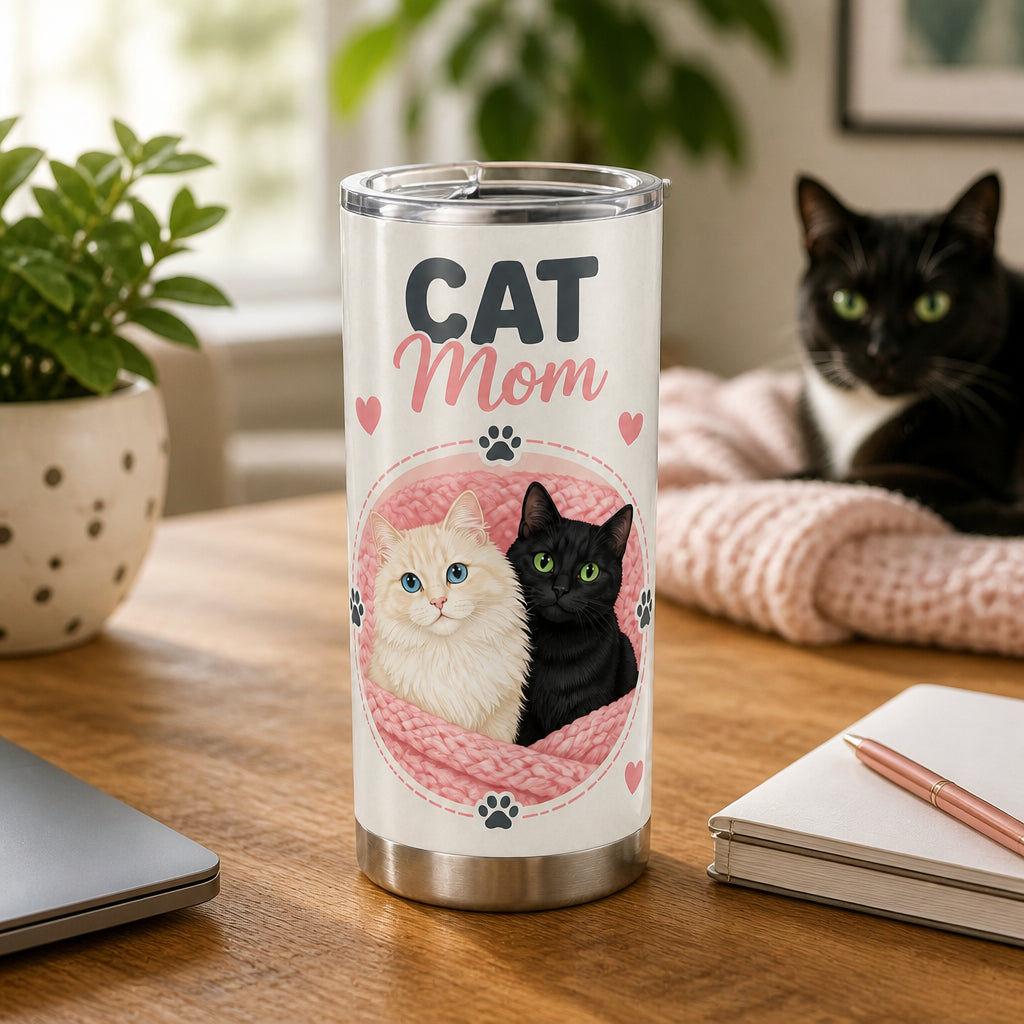 Cat Mom Tumbler — Life Is Better With Cats (2-Photo Pet Portrait) - Personalized Tumbler 1e59ca16-6197-4179-9db4-10f42e325dee.jpg