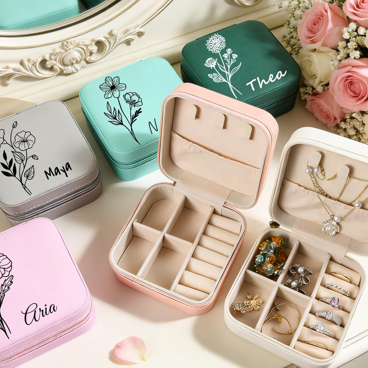 Personalized travel jewelry box, small square earring organizer, bridesmaid gifts box for sister, friend 1e608027-1318-45a0-9386-ebca98272b76-2.png