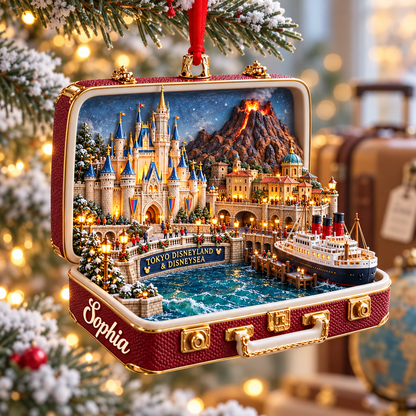 Personalized Tokyo Disneyland & DisneySea 3D Suitcase Christmas Ornament – Japan Vacation Keepsake & Gift for Disney Fans 1e618a6c-bc0e-4921-8d90-9f9017e2e1f5-Burgundy-Tokyo-travel-keepsake-1.png
