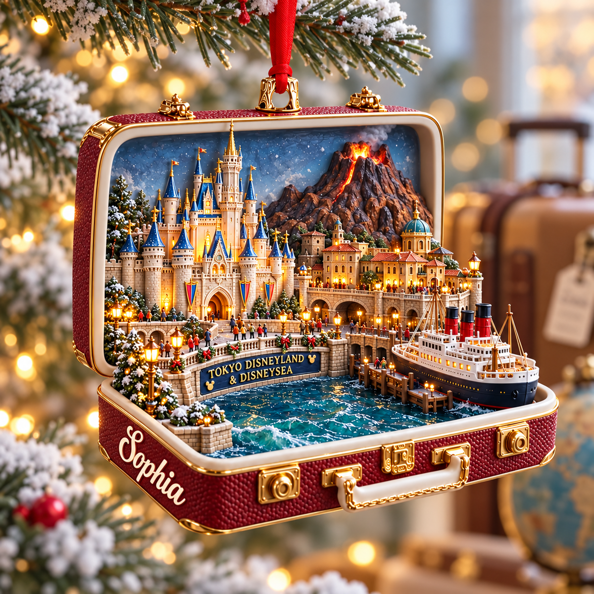 Personalized Tokyo Disneyland & DisneySea 3D Suitcase Christmas Ornament – Japan Vacation Keepsake & Gift for Disney Fans 1e618a6c-bc0e-4921-8d90-9f9017e2e1f5-Burgundy-Tokyo-travel-keepsake-1.png