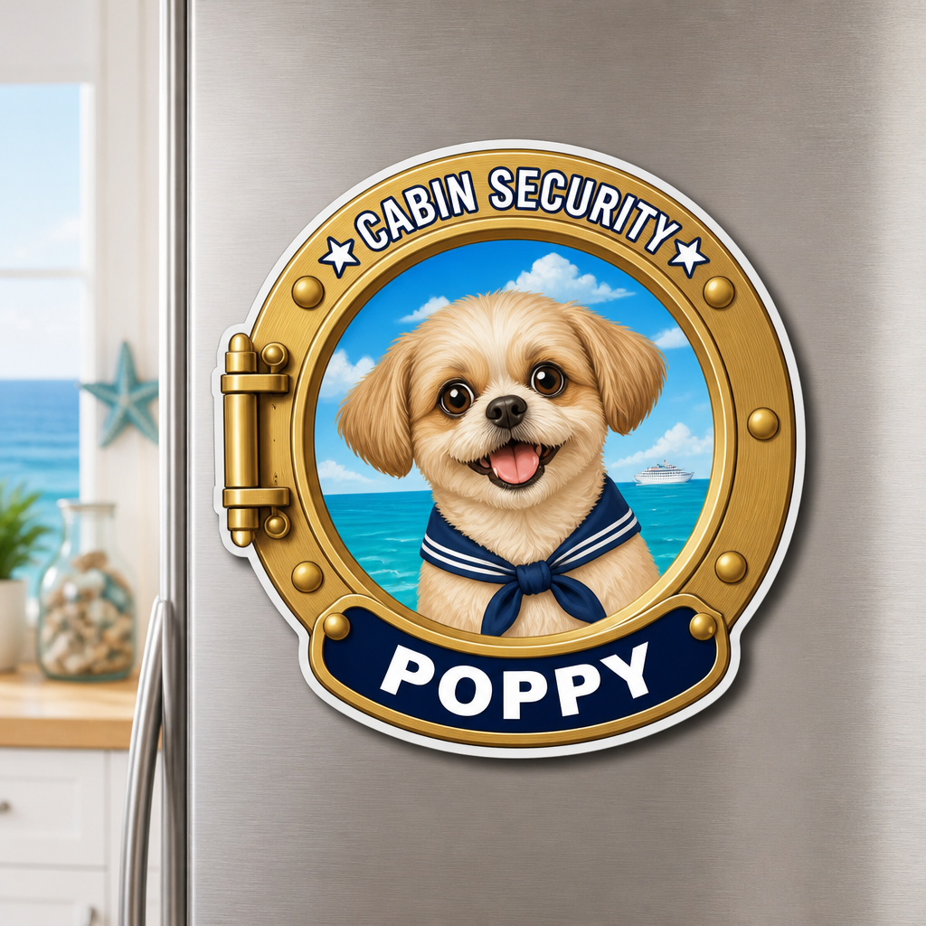 Cruise Cabin Security Pet Badge Magnet – Custom Photo & Name - Personalized Custom Shape Fridge Magnet 1e66515e-a4bf-4d18-90d4-fe21c7b9512e.png