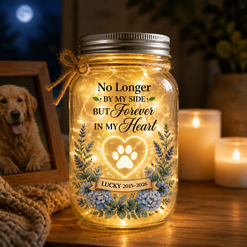 Pet Memorial Mason Jar Light – No Longer By My Side (Name & Years) - Personalized Mason Jar Light 1e7c91cf-df86-48cc-9213-6fe476713421.jpg