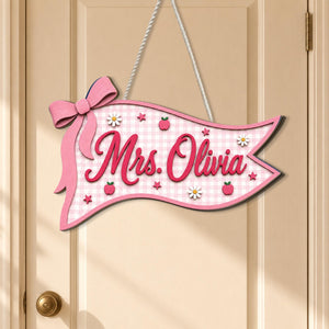 Personalized Teacher Pennant Sign, Custom Classroom Door Hanger, Bow Flag Name Sign, 3D Wooden Teacher Decor Gift 1e89baf0-22fc-498c-a136-c54c1cc3d874-2.jpg
