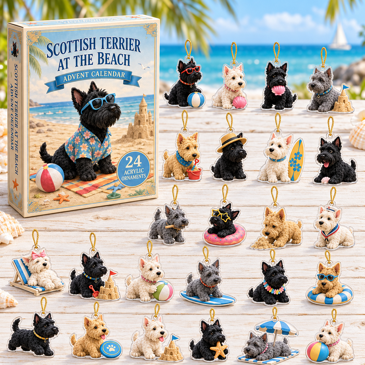 Scottish Terrier Beach Advent Calendar 2026 - 24-Day Festive Countdown, Acrylic Charms Blind Box - Gift For Dog Lovers 1eaddff3-eb69-4482-9a66-12ee6f95835a-scottish-box-charms.png