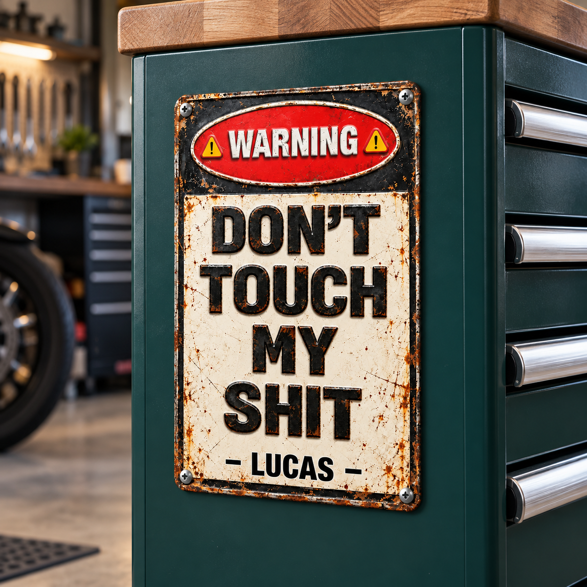 Warning Don’t Touch My Sh*t Metal Sign - Funny Personalized Garage Gifts For Family, Friends 1eb3e2a3-1ffe-413a-91e3-0048b016b9b0-Bi-n-c-nh-b-o-kim-lo-i-tr-n-t-2.png
