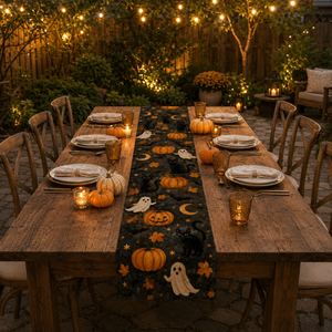 Halloween Pumpkin Ghost Table Runner, Black Cat Spooky Fall Dining Decor, Autumn Farmhouse 1eb42542-d04a-4534-96d7-cb47deb7449c-banner-1.png