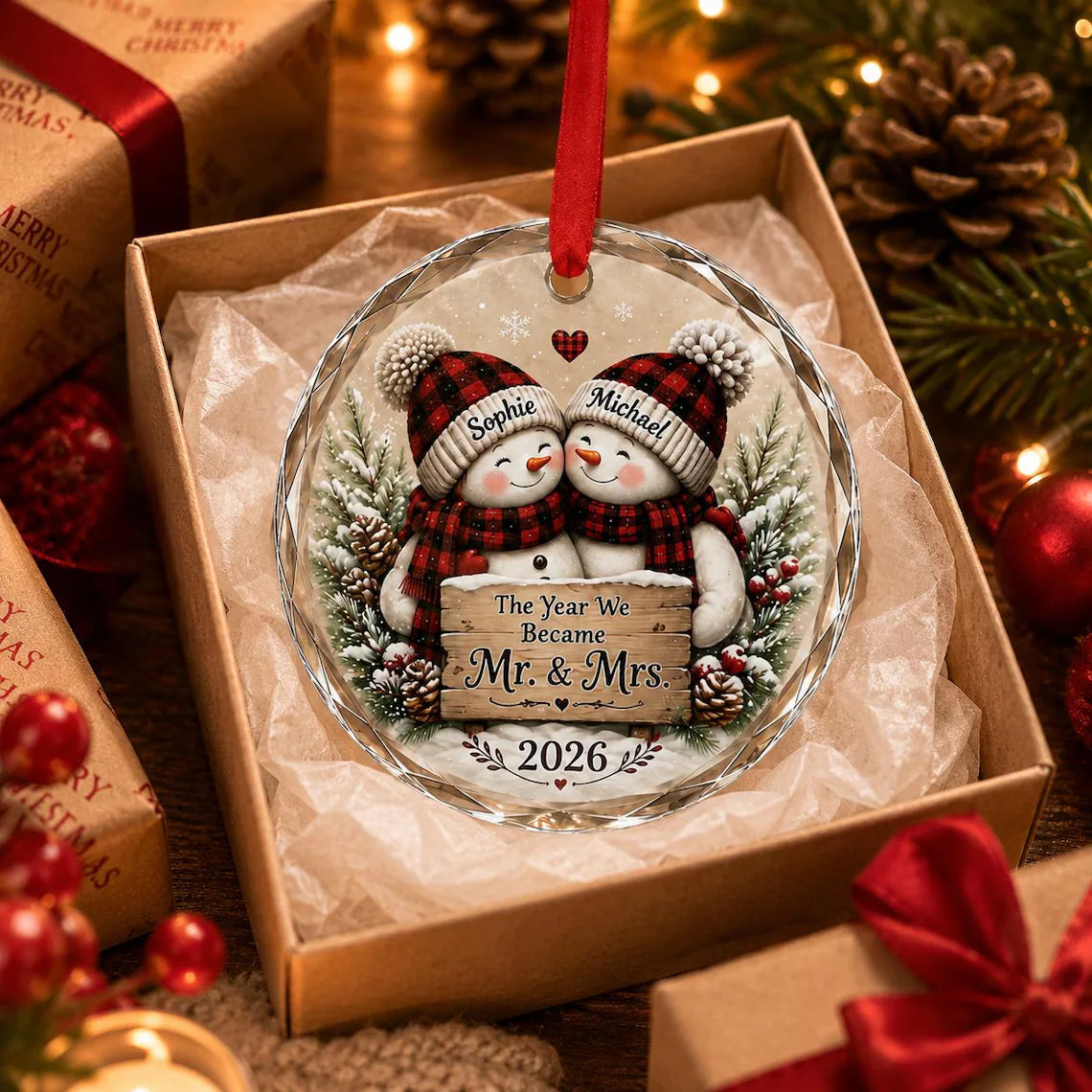 Personalized First Christmas Married Ornament, Newlywed Wedding Gift, Our 1st Christmas Mr & Mrs Keepsake 1ebdae1f-c42f-4349-8889-b4570b12c578-6.webp