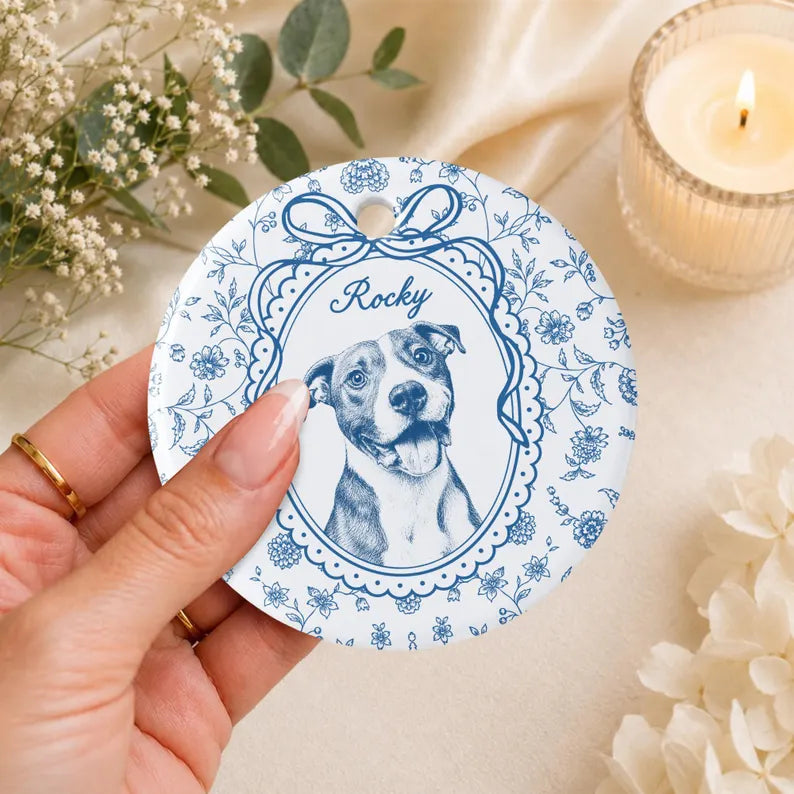 Custom Pet Portrait Ornament: Floral Dog Photo Christmas Ornament 2026, Pet Photo Christmas Decor, Dog Mom Gift, Dog Memorial Gift 1ec700fd-11d9-496c-a8cf-668d6f856640-gfgfg-15-.webp