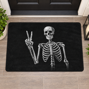 Peace Sign Skeleton Halloween Bath Mat, Spooky Gothic Black Floor Rug, Unique Gift For Family 1eea6b5f-1975-4ca1-8838-964ff84da505-24.png