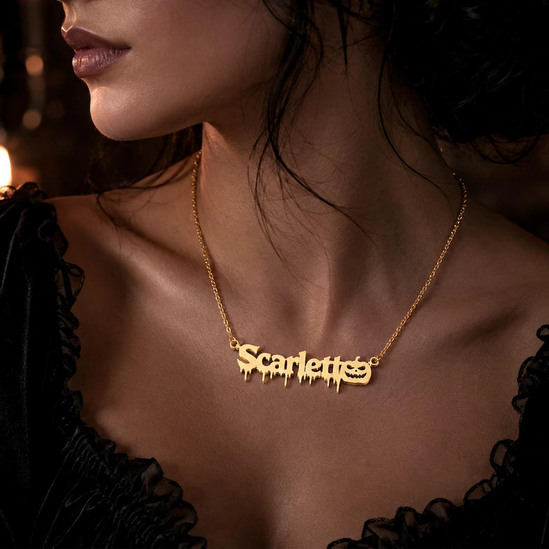 Custom Halloween Name Necklace, Gothic Jewelry, Personalized Gothic Name Necklace, Witch Ghost Bat Pendant, Spooky Gift, Halloween Gift. 1eee16c9-7ebd-40c3-bf76-8d923ae174c2-gfhgfghf-12-.webp