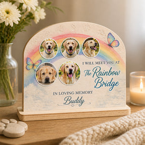 Rainbow Bridge Pet Memorial Table Sign - 5 Photo Collage - Personalized Wooden Photo Table Sign 1ef00d43-1d14-4512-aaf8-432be3299ddb.jpg