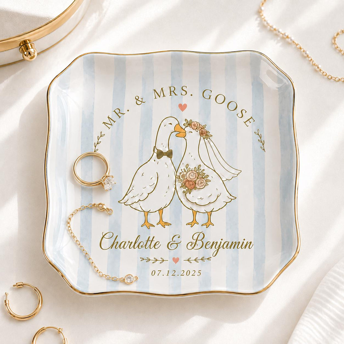 Personalized Goose Couple Ring Dish, Custom Name Wedding Ring Holder, Mr and Mrs Goose Jewelry Tray, Bridal Shower Gift for Newlyweds 1efdf546-5ae4-4e4b-9d1d-4761263d4d4b-banner-5.jpg