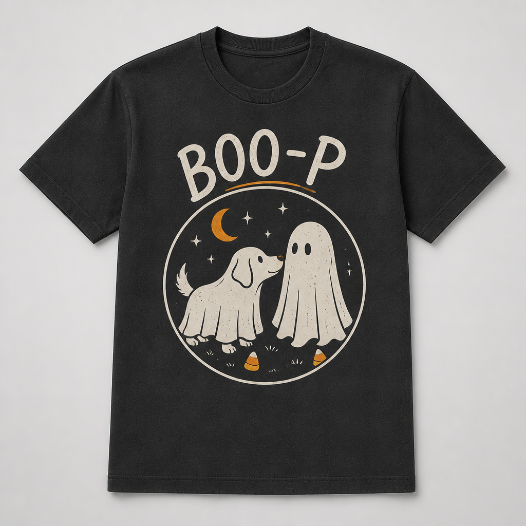 BOO-P Dog & Ghost Halloween T-Shirt - T-shirt 1f093c8c-f65e-4dd2-a3ec-52a53a8d0a30.png