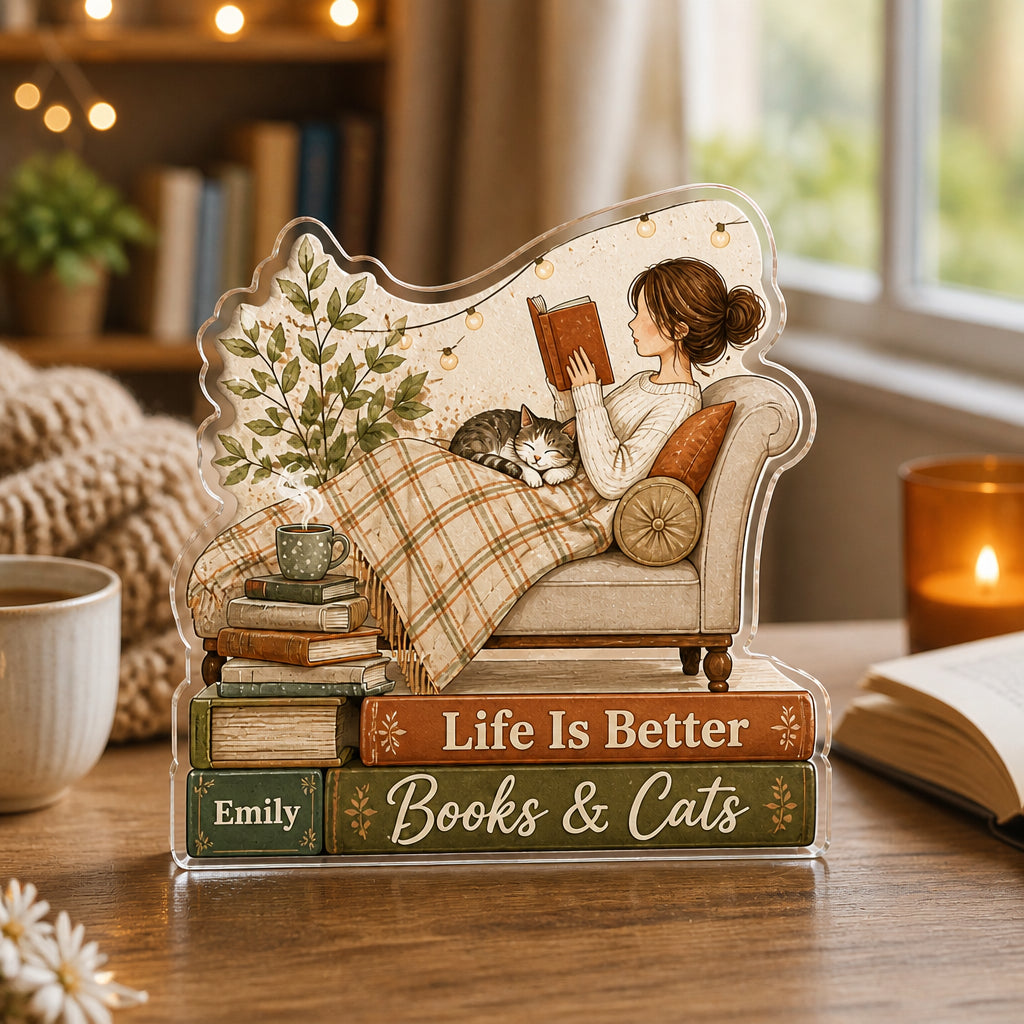 Books & Cats Cozy Reader Acrylic Standee – Personalized Name - Personalized Acrylic Custom shape Standing 1 layer (FS) 1f1927c1-4a98-4aac-989e-425dd92e076e.jpg