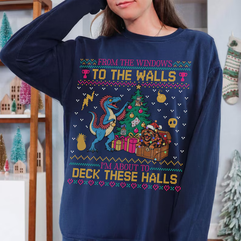 Dungeon Crawler Carl Ugly Christmas Sweater, Mongo & Donut Deck These Halls Holiday Crewneck, Unisex Festive Shirts 1f2edacc-65ee-4b05-9ec1-ffebff4dca2a-il_794xN.8690802629_aywg_converted.png