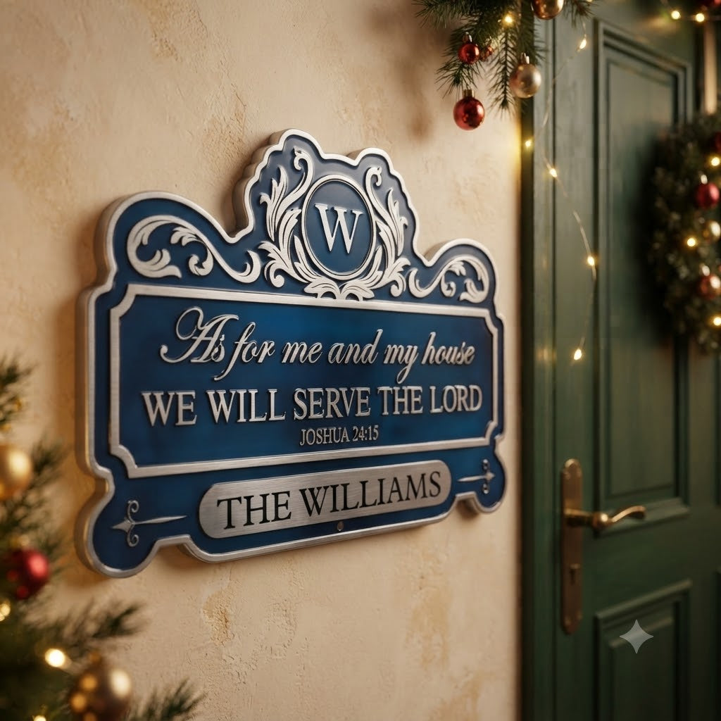 We'll Serve The Lord - Personalized Metal Sign