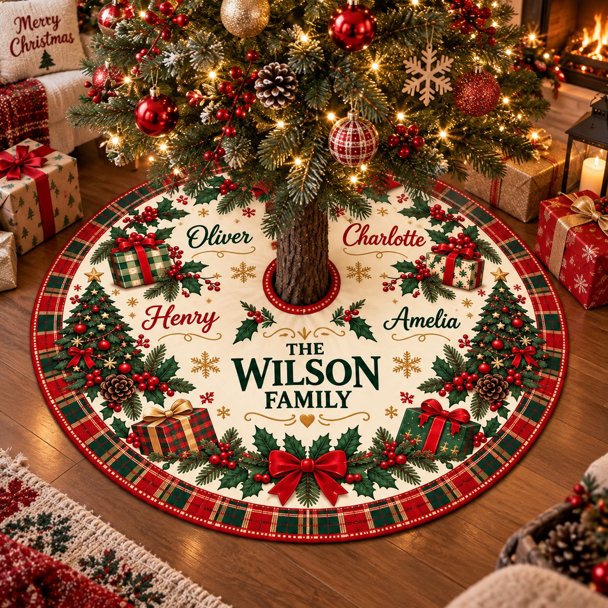 Personalized Family Names Christmas Tree Skirt: Custom Plaid Border Holiday Decor 1f5639ce-d40a-446a-9b0d-e7bb69334bd6-DRE-2-.png