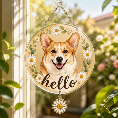 Hello Pet Portrait Doormat - Personalized 1 Layered Suncatcher with Charm 1f6917cd-5bae-4143-8f99-823e102bb337.png