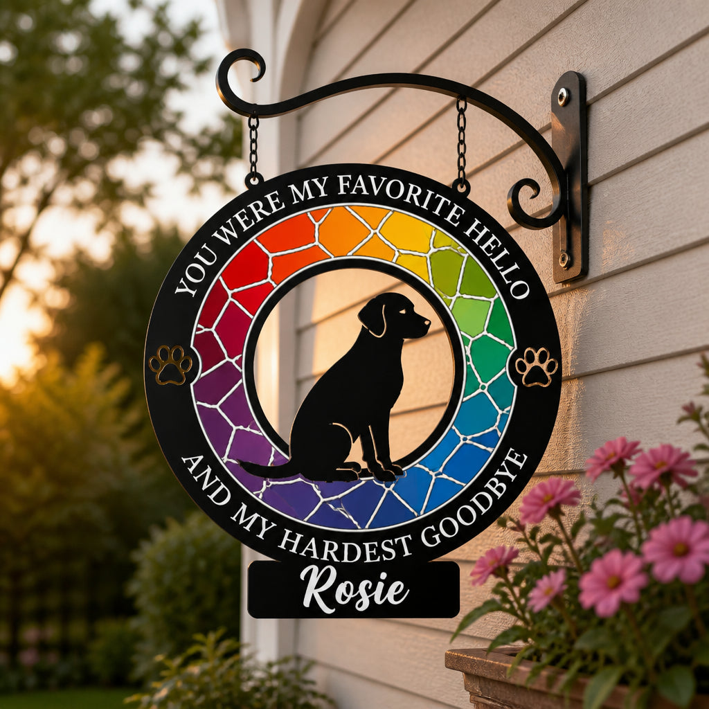 Rainbow Stained-Glass Dog Memorial Cut Metal Sign – Personalized Name - Personalized Cut Metal Sign 1fb4affe-89f9-4662-94ef-e368145844ea.jpg