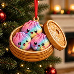 Glitter Dumpling 2D Ornament, Cute Kawaii Dim Sum Christmas Ornament, Steamed Bun Ornament, Food Lover Gift, Funny Dumpling Holiday Ornament 1fb8c8f8-10bb-462e-99be-0f5af4352bf2-dumpling-4.jpg