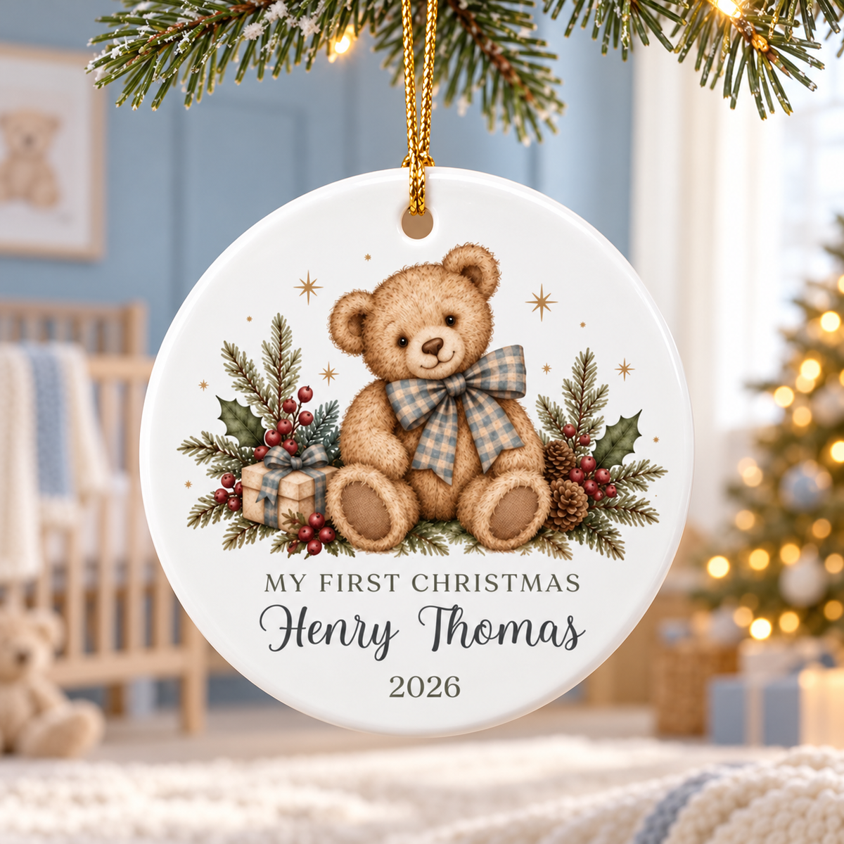 Personalized Baby's First Christmas Ornament, Teddy Bear with Blue Gingham Bow, Custom Name Ceramic Keepsake, Baby Boy Christmas 2026 1fbd613e-ec0e-40a2-a5f1-fe0bf0ceab5f-6d34ecf4-213c-46d2-bea3-6255ed304298.png