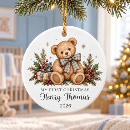 Personalized Baby's First Christmas Ornament, Teddy Bear with Blue Gingham Bow, Custom Name Ceramic Keepsake, Baby Boy Christmas 2026 1fbd613e-ec0e-40a2-a5f1-fe0bf0ceab5f-6d34ecf4-213c-46d2-bea3-6255ed304298.png