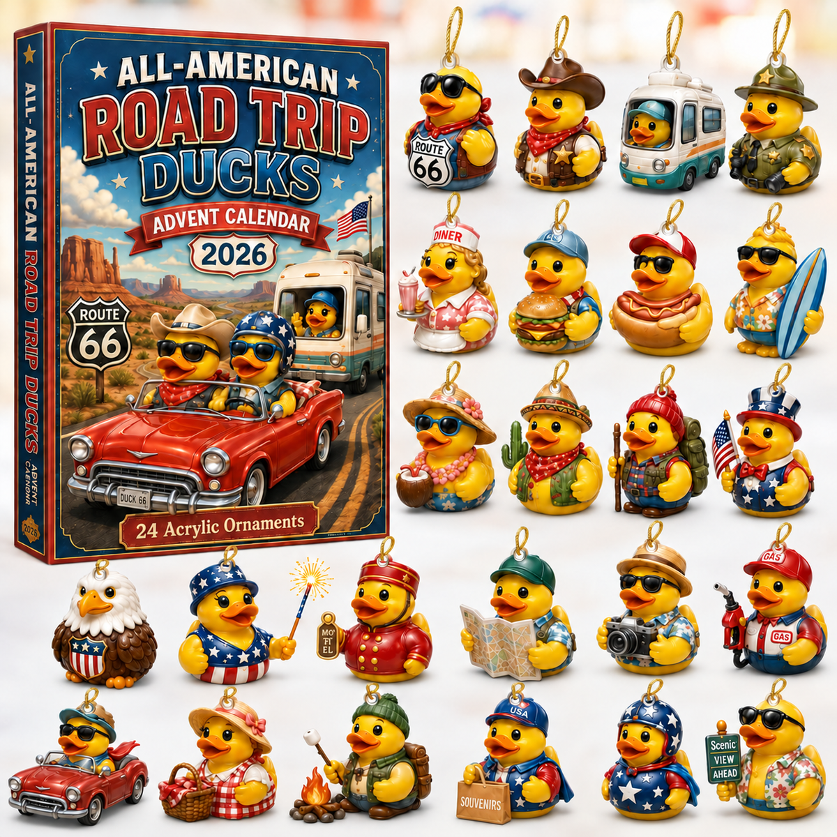 All-American Road Trip Rubber Duck Advent Calendar 2026 - 24-Day Festive Countdown, Acrylic Charms Blind Box - Gift For Family & Friends 1fd6502e-2c73-4751-843b-1b46ebb68189-road-trip-box-charms.png