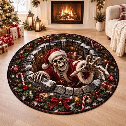 3D Illusion Skeleton Santa Christmas Rug, Gothic Holiday Floor Mat (Round) 1fe528f0-26c7-452a-8d36-a2af45915339-ggggggggggf-1-.webp