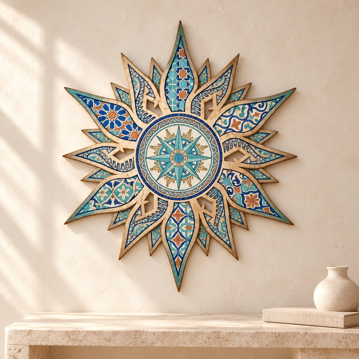 Mediterranean Mosaic Garden Sculpture, Celestial Sun Metal Wall Art, Turquoise Patina Sunburst Plaque, Outdoor Patio Southwest Decor, Unique Gift, Garden Gift 1ff7ccd4-bc5a-4eae-b9bd-0373983bb270-Bi-n-la-b-n-tr-n-t-ng-v-i.png