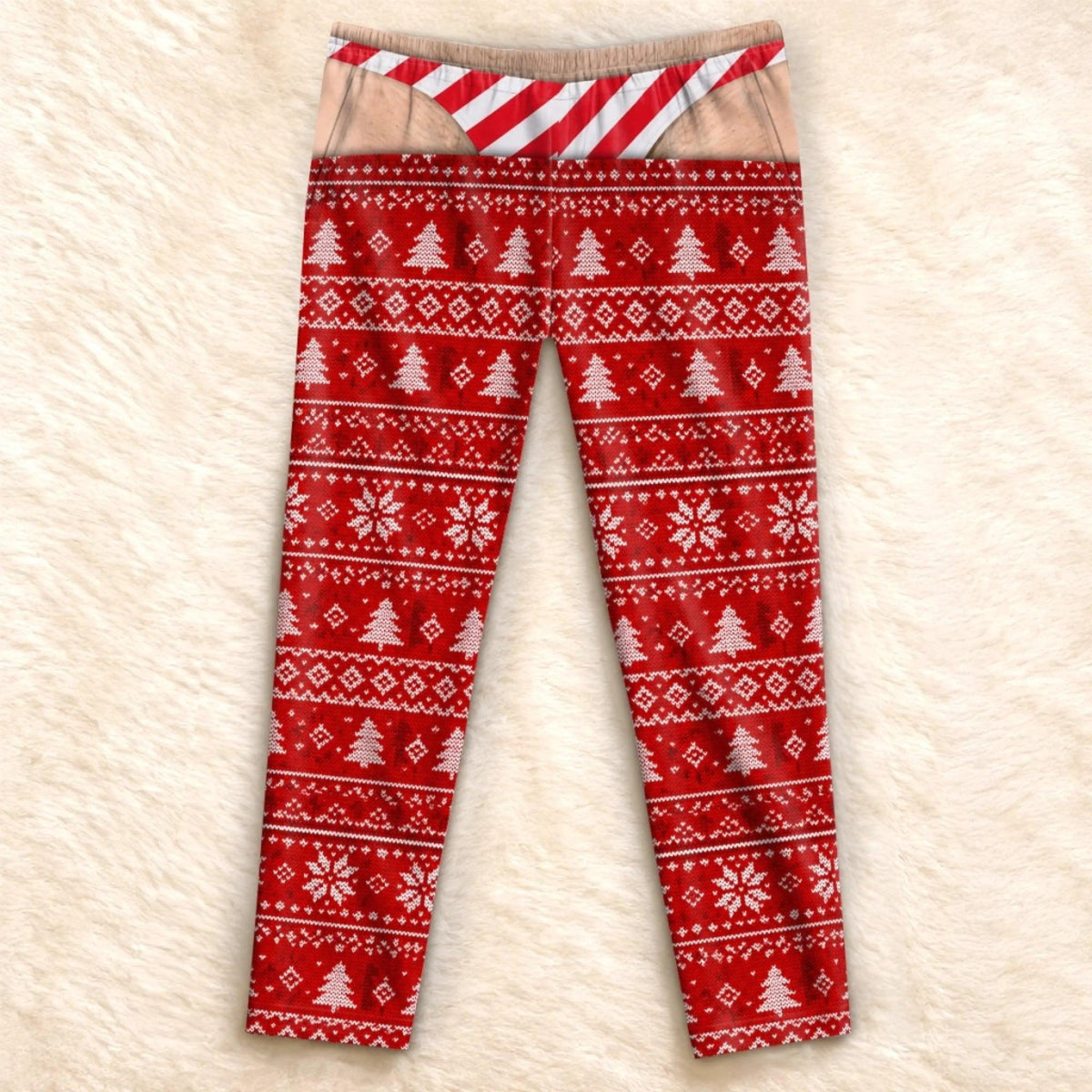 Custom Funny Men's Christmas Pajama Pants, Fake Underwear Illusion Plaid Bottoms, White Elephant Gag Gift Him 1ff978f2-6084-4cdc-9d0b-10bf7356d445-7.jpg
