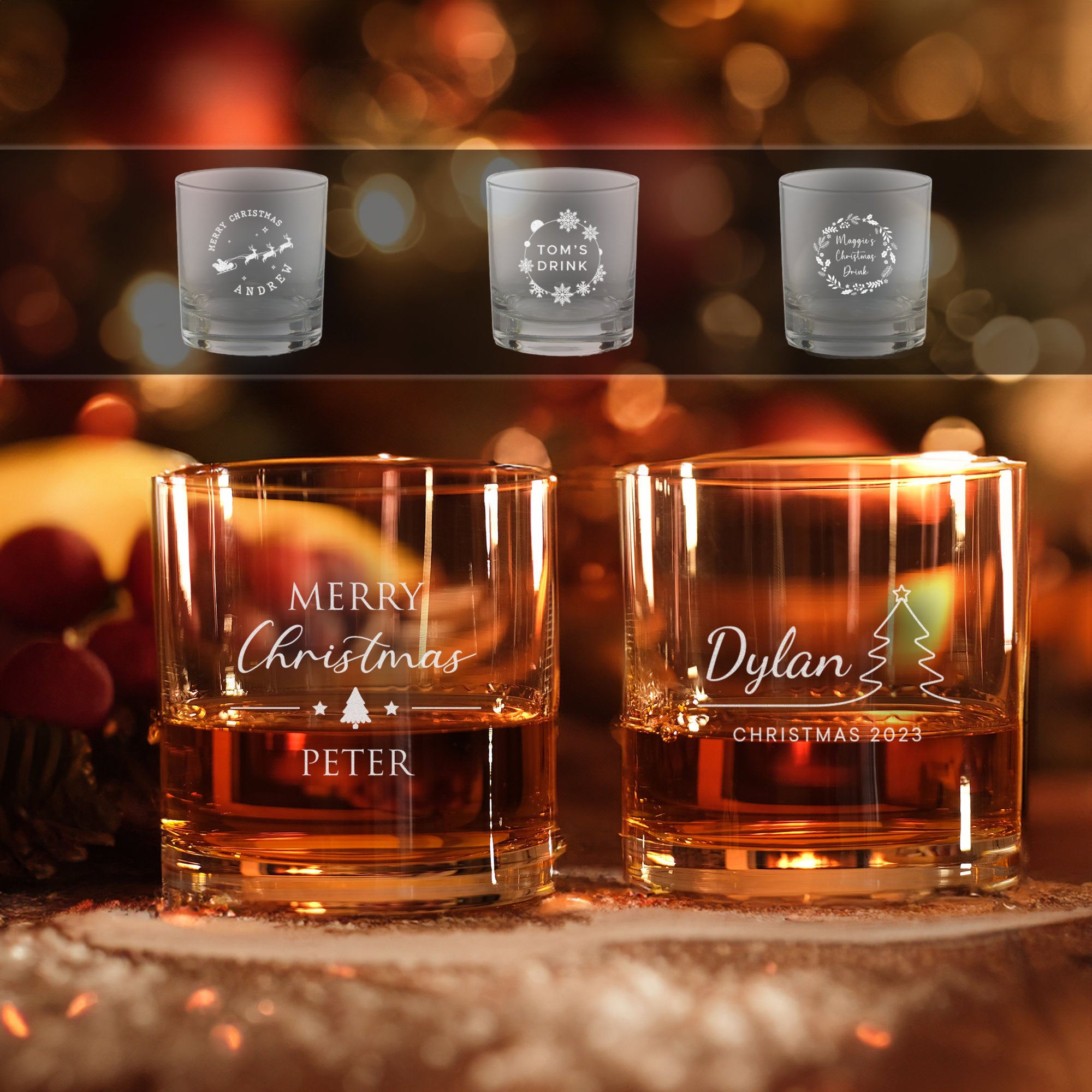 Custom Christmas Whiskey Glass - Personalized Wine Glass - Christmas Gift For Family & Friends