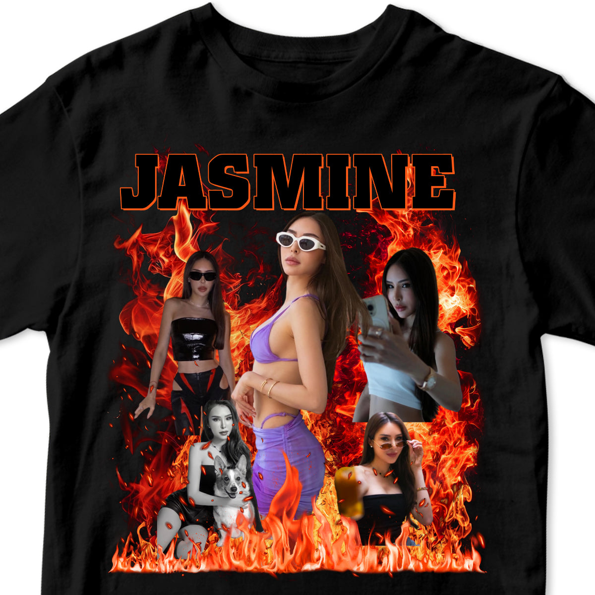 Custom Bootleg Rap T shirt, Personalized Girlfriend Picture Shirt, Rock Style Vintage Custom Tshirt, Gift For Girlfriend