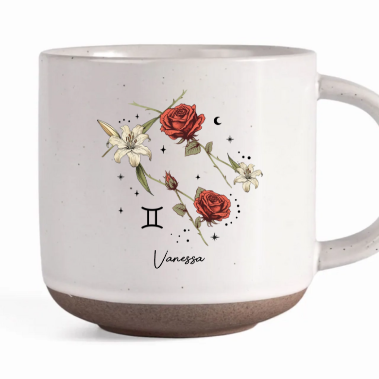 Zodiac Sign Birth Month Flower - Personalized Pottery Mug - Gift For Mother, Daughter, Sister, Family