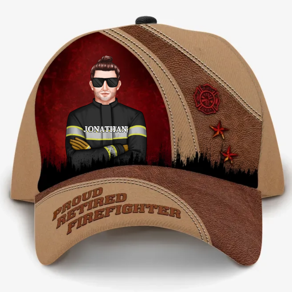 Proud Retired Firefighter - Personalized Classic Cap - Father's Day Gift For Firefighter Dad