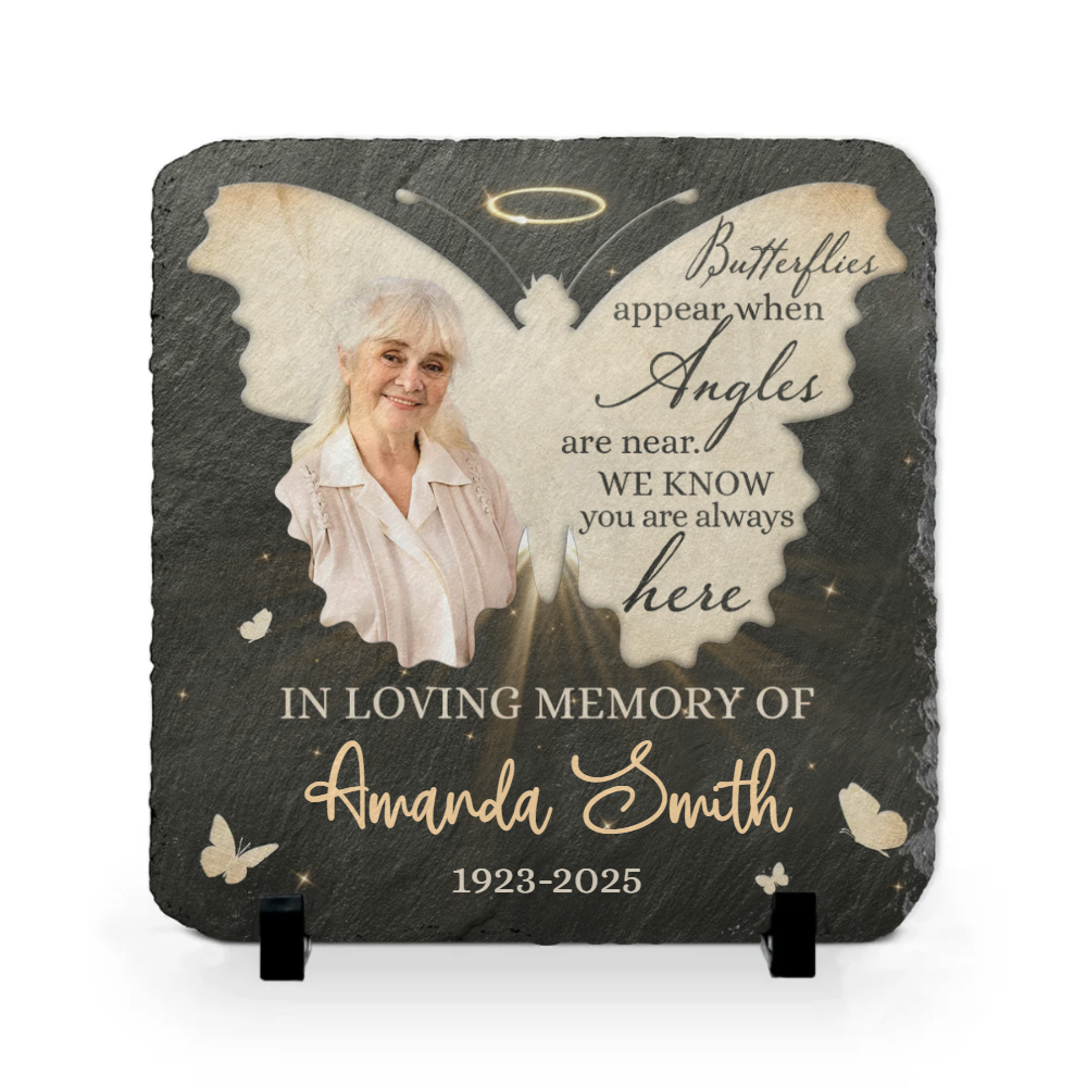 Butterflies Appear When Angels Are Near - Personalized Memorial Stone - Memorial Gift