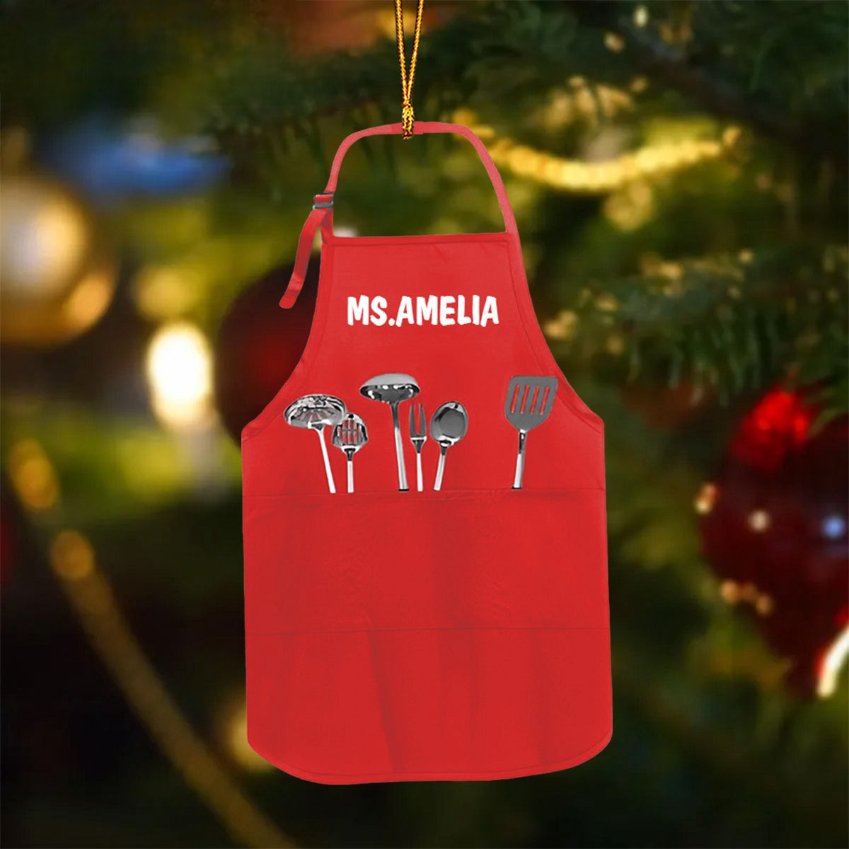 Lunch Lady Apron Custom Ornament - Personalized Shape Ornament - Christmas Gift For Cook