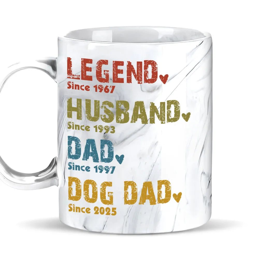 Legend Husband Daddy Papa - Personalized Marble Mug - Gift For Dad, Papa, Father's Day Gift