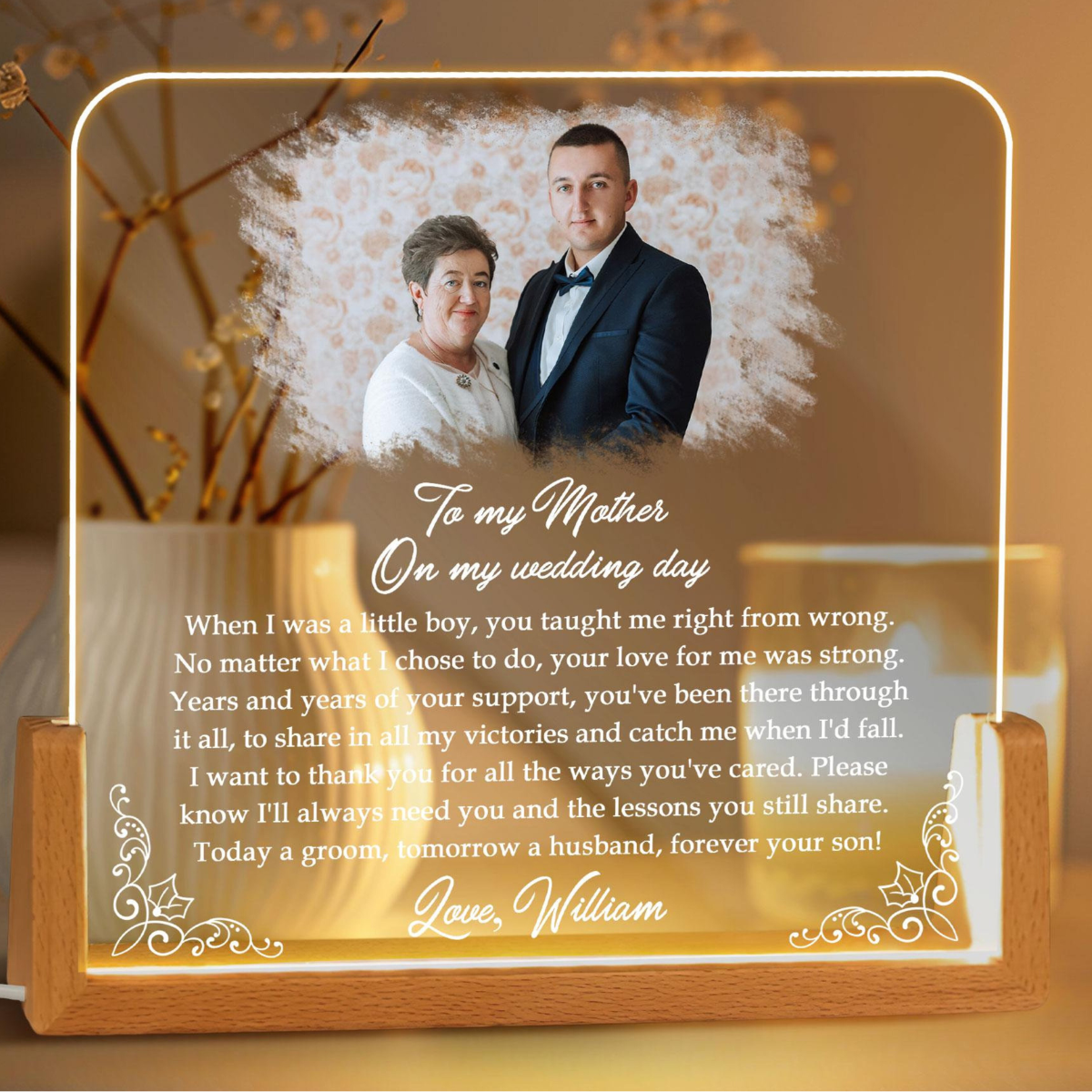 To My Mother On My Wedding Day - Personalized Desk Name Plate - Gift For Mother From Son