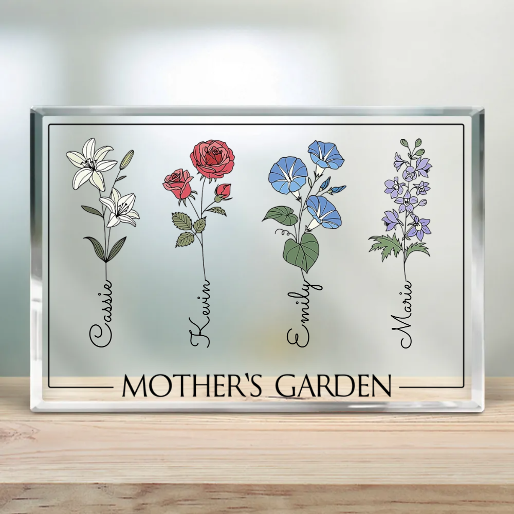 Mother's Garden With Little Flowers - Personalized Acrylic Plaque - Gift For Mom, Mother's Day, Birthday Gift