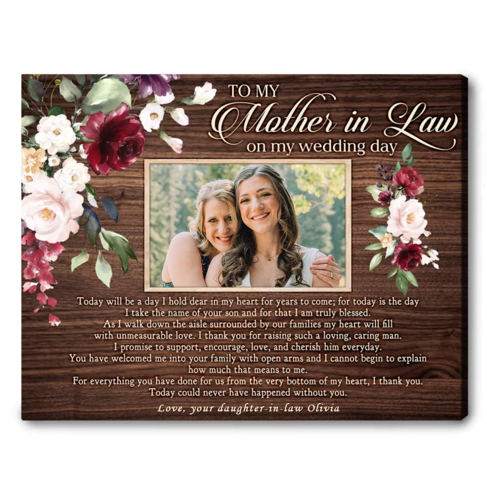 To My Mother-in-law On Wedding Day - Personalized Canvas - Gift For Mother-in-law, Wedding Day Gift
