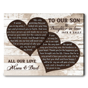 To Our Son & Daughter-in-law I'm So Very Proud - Personalized Canvas - Gift For Son & Daughter-in-law On Wedding Day