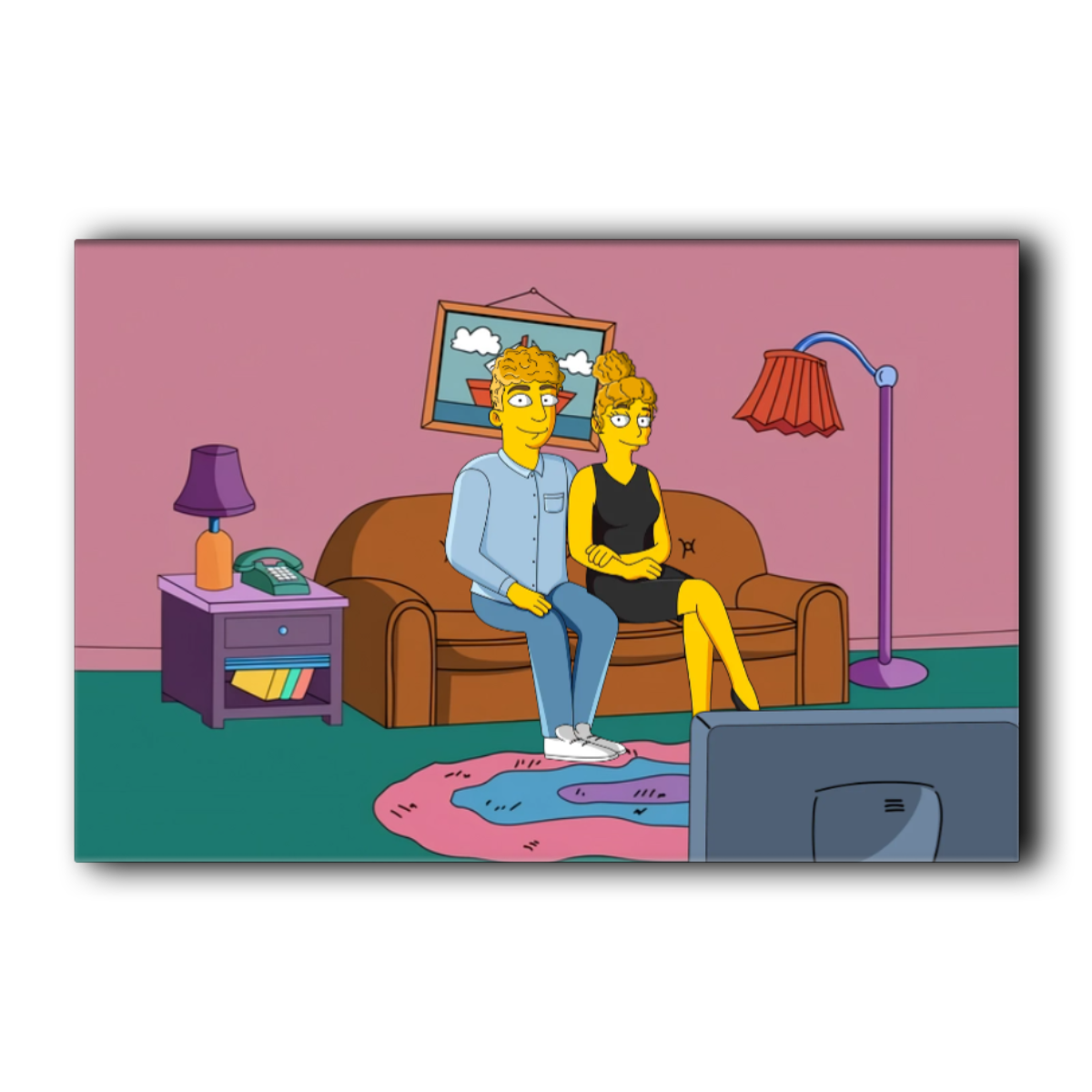 Simpsonized Couple - Personalized Canvas - Gift For Couple, Gift For Him, Gift For Her