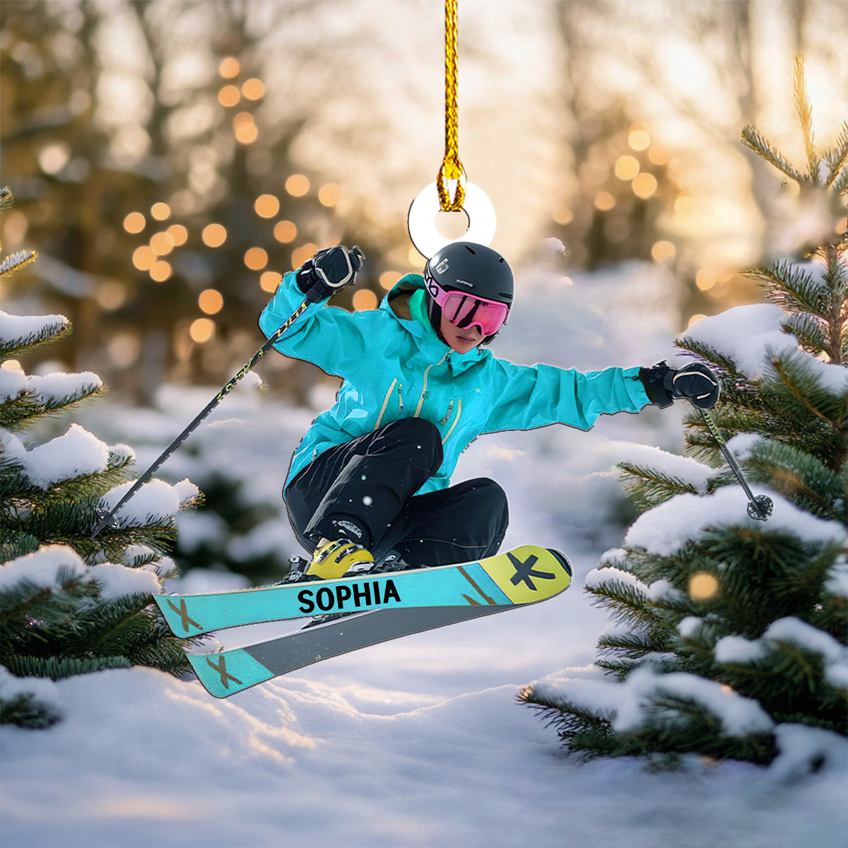 Personalized Skiing Christmas Ornaments, Gifts for Skiers and Snowboarders